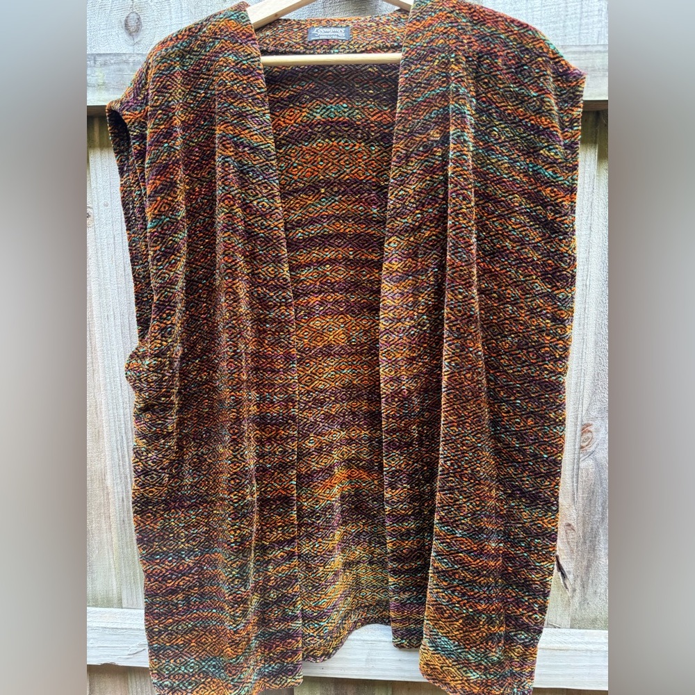 Loominus Handwovens Multicolor Chenille Sleeveless Cardigan